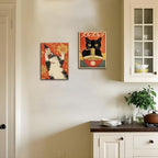 Framed Funny Black Cat Canvas Wall Art Set of 2, Vintage Japanese Cat Eating Ramen Poster, Unique Gifts and Cat Lover Printing Picture, for Living Room Kitchen Dining Room Wall Decor 16x24 inch - Image 6