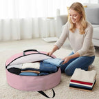 30 Inch Round Storage Bag 1 Pack,Pure Color Pink Waterproof Wreath Storage Container with Handles&Zipper Monochrome Closet Organizer Bags Garland Box - Image 3