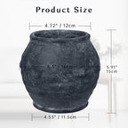Briful Rustic Vintage Ceramic Pottery Vase, 6.1'' Farmhouse Table Decor with Distressed Texture, Wide Mouth Decorative Jar Vases for Home Decor, Shelf & Entryway, Black - Image 2