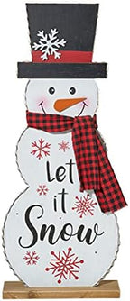 Glitzhome 36" H Lighted Wooden Christmas Snowman Porch Décor Standing Porch Sign Merry Christmas Welcome Sign Holiday Party Outdoor Indoor Xmas Decorations - Image 4