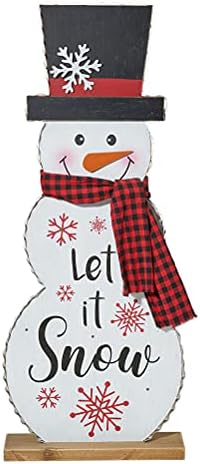 Glitzhome 36" H Lighted Wooden Christmas Snowman Porch Décor Standing Porch Sign Merry Christmas Welcome Sign Holiday Party Outdoor Indoor Xmas Decorations - Image 4