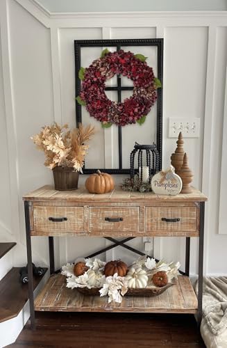 Fall Wreaths for Front Door 22 inch Autumn Wreath with Hydrangeas - Image 4