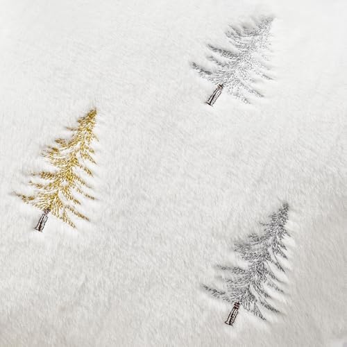 MIULEE Christmas Decorative Faux Fur Pillow Covers 20x20 Inch White Gold - Image 7