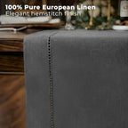 Signature Linen™ by D'Moksha, Charcoal Gray Table Runner 144 Inches Long, 100% Pure Linen, Hemstitch, Extra Long Table Runner, 14 x 144 Inch for Dining- Fall, Weddings, Outdoor Hosting - Image 2