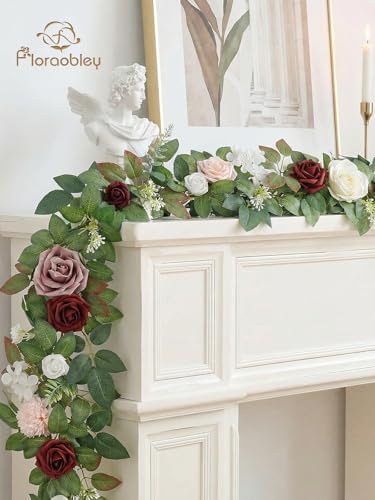 5.5FT Artificial Rose Garland Fake Flower Garland - Burgundy - Image 4