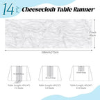 14 Pack White Cheesecloth Table Runner 17x108 Inch Semi Sheer Boho Gauze Cheese Cloth Fabric Table Runners, for Wedding Party Baby Shower Birthday Home Decor Garden Farmhouse - Image 2