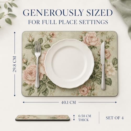 Pimpernel Antique Roses Placemats - Beige, Set of 4 - Image 3