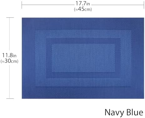 PIGCHCY Placemats Set of 12 Washable Durable Place Mats Vinyl Heat Resistant Non-Slip Table Mats Indoor Outdoor (Navy Blue) - Image 2