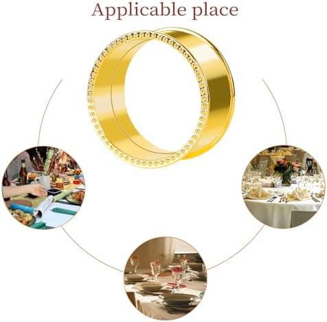 20 Pcs Stainless Steel Bead Side Napkin Rings Gold - Image 6
