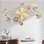 47" Modern Farmhouse Large Decorative Wall Clock, Ginkgo Metal Art by JXQXYN