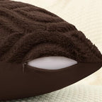 decorUhome Faux Fur Soft Dark Brown Throw Pillow Covers 26x26 Set of 2 - Image 3