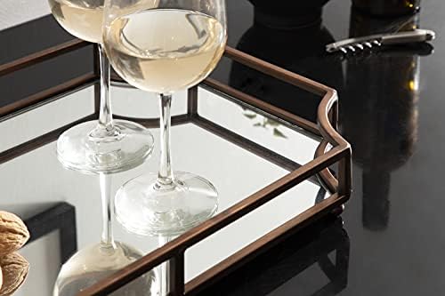 Kate and Laurel Ciel Modern Scalloped Tray; 19 x 13 x 3. Bronze; Decorative Mirrored Tray for Storage and Display - Image 4