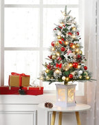 3ft Prelit Snow Flocked Christmas Tree with Light Up Snowflake Box Base - Image 2
