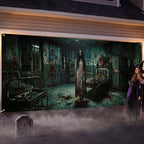 WovWeave 7 x 16 Ft Halloween Garage Door Cover Banner, Horror Hospital - Image 4