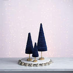 Navy Pedestal Velvet Trees Set of 3, Made in USA, Winter Modern Decor, Valentine Tabletop, Minimalist Gift, for Mantel, Wedding Centerpiece (Navy) - Image 4