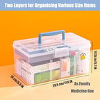 Clear Plastic Arts & Craft Supplies Organizer Box Large with a Removable Tray & A Partition & Handle, Office Home School Desktop Stationery Storage Box, Medicine Box (Clear & Ocean Blue) - Image 5