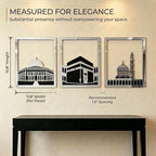 iwa concept Masjid Al Aqsa, Kaaba & Masjid An-Nabawi Islamic Wall Art, Wooden Blessed Places Islamic Wall Decor, Gift for Muslims at Ramadan Eid (Small, Silver | All Three) - Image 2