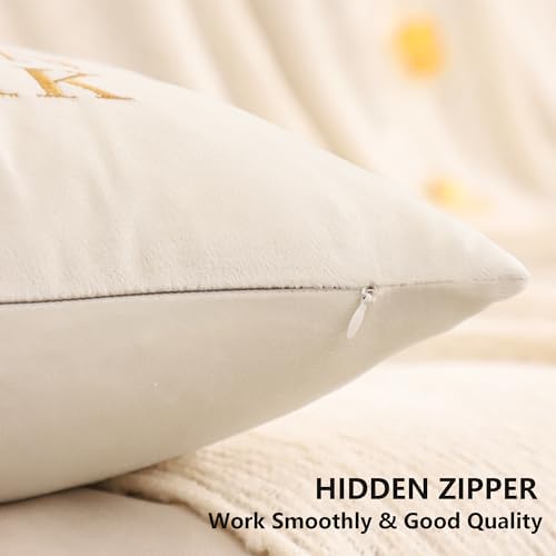 Ramadan Pillow Covers 18x18 inch Set of 2 Beige and Gold Velvet Throw Pillow Covers Ramadan Eid Mubarak Cushion Covers Moon and Star Decorations for Home Couch Sofa Outdoor - Image 3