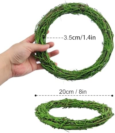 10 Pcs 8 inch Natural Grapevine Wreath Set, Green - Image 2