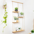 jontell Plant Wall Shelf Macrame Wall Hanging Shelf- Macrame Shelves Handmade Decorative Boho Floating Wall Shelves- Rope Shelf to Organize and Decor for Living Room, Bedroom, Bathroom by MAKEONEWO