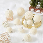 30pcs Velvet Christmas Ball Ornaments, Flocked Shatterproof Christmas Ornaments Hanging Xmas Tree Decorations Set for Home Party Holiday Decor (Multi-Size, Cream) - Image 5