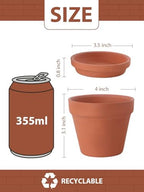 INGOFIN 4 Inch Terracotta Pots with Saucers, 8 Pack Shallow Clay Plant Pots with Drainage Holes for Succulents, Cactus, Herbs, Small Terra Cotta Pots for Indoor Outdoor, Set of 8 - Image 2
