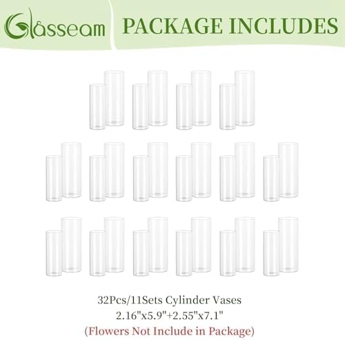 Glasseam Glass Cylinder Vase in Bulk: 32Pcs Small Bud Vase for Centerpieces - Image 6