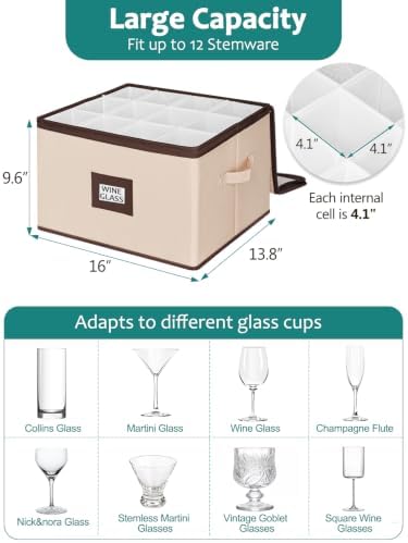Cirhy Hard Shell Wine Glass Storage Box, China Moving Case for 24 Glasses - Image 3
