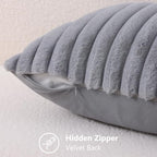 decorUhome Fall Faux Fur Throw Pillow Covers 22x22 Set of 2 Grey - Image 3