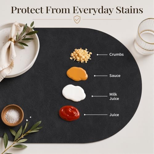 Homaxy Oval Heat Resistant Placemats Set of 8, Black - Image 3