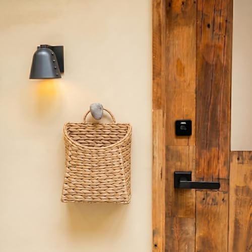 Set of 2 Water Hyacinth Hand Woven Basket, Wicker Hanging Wall Basket, handmade Decor & Storage Organizer for Entryway, Bathroom, Living Room, Farmhouse, and Front Door, 8.7 x 4.7 x 11.4 inch - Image 6