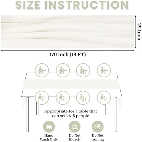 MDS Pack of 5 | Ivory | 10ft Chiffon Table Runner 29x170 Inches Long Romantic Rustic Sheer Gauze Runner for Wedding Bridal Shower Birthday Banquets Engagement Spring Easter Boho Decorationss - Image 3