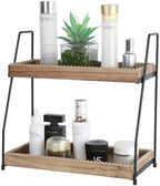 Bathroom Vanity Organizer 2-Tier Wood Countertop Storage Counter Shelf for Makeup Skincare Perfume Jewelry Tray Spice Rack Nature by Gurfuy