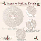 Thenshop 48 Inch Chunky Cable Knit Christmas Tree Skirt, Beige - Image 2