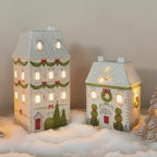 Cynkeyee Christmas Village Houses Party Decorations - Christmas House Décor White Ceramic Decorations Indoor Shelf Tabletop Decor 4x3.5x8.5 Inch - Image 6