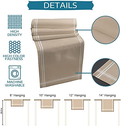 Smile Sunflower Light Khaki Table Runner, Burlap Table Runners 120 inches Long,Farmhouse Style Solid Color Table Runner for Wedding Holiday Party Dinner,Dresser Scarf Decor - Image 7