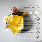 FINGERCRAFT Lace Cloth Napkins, Cotton Linen, 12 Pack, 20x20 Inch, Yellow - Image 4