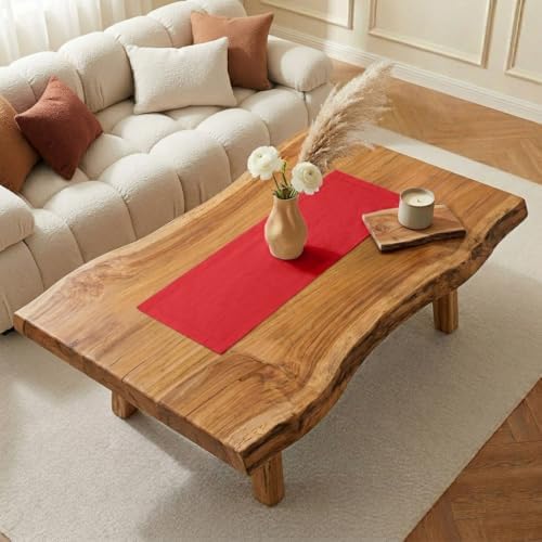 Classic Linen™ by D'Moksha, Bright Red Table Runner 48 Inches, 100% Pure Linen, Coffee Table Runner, 14 x 48 Inch for Dresser Tables- Fall, Weddings, Outdoor Hosting - Image 2