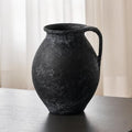 LB2 Black Ceramic Large Vase, 11.2" Tall Zen Style Vase, Terra Cotta Pitcher, Distressed Farmhouse Decor, Pottery Decorative Flower for Home Decor (D - Black 11.2") by LB2