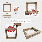 Spring Decor Farmhouse Summer Home Decor Signs 36 Interchangeable Sayings with 3 Wooden Frames for Office and Living Room Tiered Tray Decor Table Desk Wall Decor Seasonal Decoration Holiday Gift - Image 6