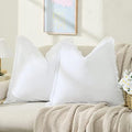 ZWJD Pillow Covers 22x22 Set of 2 White Throw Pillow Covers with Fringe Chic Cotton Decorative Pillows Square Cushion Covers for Sofa Couch Bed Living Room Farmhouse Boho Decor by ZWJD