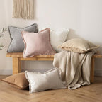 MIULEE Linen Fringe Decorative Euro Throw Pillow Covers Light Pink 26x26 - Image 7