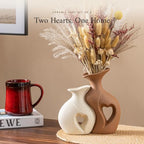 Ceramic Vase Set of 2, Heart Vases for Home Decor, Wedding Gift for Couples - Image 3