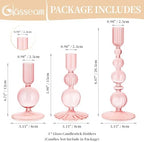 Glasseam Pink Glass Candlestick Holder: Unique Taper for Table Centerpiece - Image 5