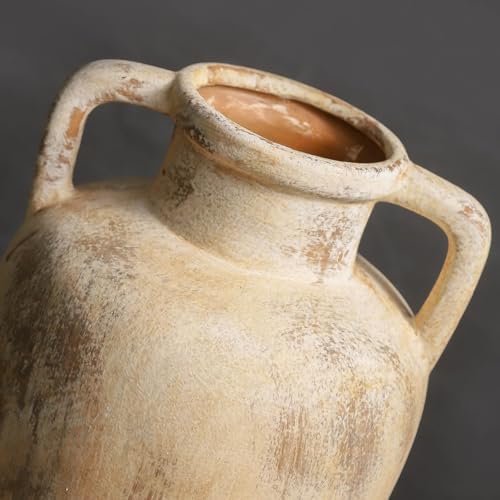 Ceramic Flower Vase, 11.41 Inch Tall Farmhouse Vase with Handles - Image 4