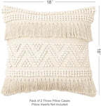 · REDEARTH · Textured Handwoven Throw Pillow Cases - Earthy Fringe Natural - Image 2