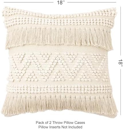 · REDEARTH · Textured Handwoven Throw Pillow Cases - Earthy Fringe Natural - Image 2