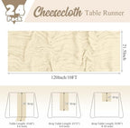 24 Pack Ivory Table Runner 10Ft Cheesecloth Table Runner Rustic Gauze Table Runners Romantic Long Cream Sheer Fabric Cheese Cloth Table Runners for Wedding Party Bridal Baby Shower - Image 2