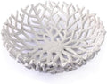 10-Inch White Resin Coral Bowl, Handcrafted Hollow Carved Coastal Art Decor by FriyGardcn
