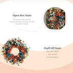 24-inch Fall Wreath Handcrafted Blue Orange Hydrangeas Roses Pumpkins Berries Front Door Wreath Courtyard Corridors Indoor Outdoor Home Decoration Thanksgiving Harvest Festival Celebrations Decoration - Image 4